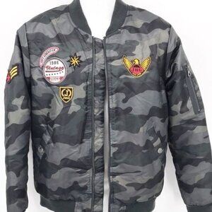Juice Camo Bomber Jacket with Patches Men's Size Medium